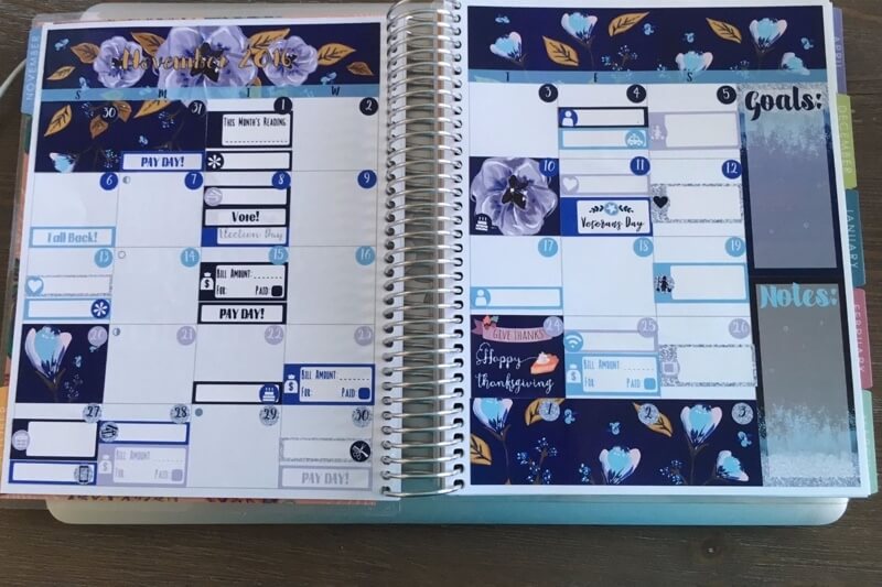 Erin Condren Lifestyle Planner Monthly View with Planning World stickers